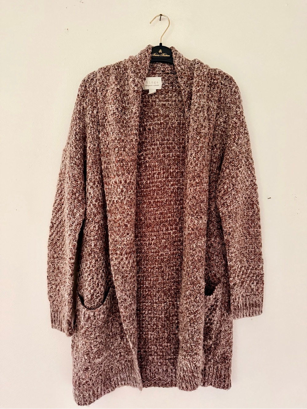 hinge Marled Mauve Open-Front Shawl Cardigan